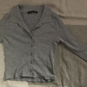 Brandy Melville Crop Collared Button Up Shirt